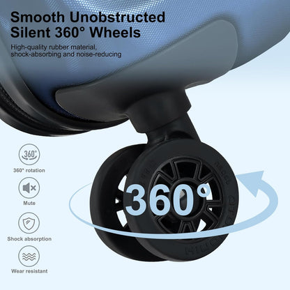 Carry On Luggage 22×14×9 Airline Approved, 20 Inch Lightweight ABS+PC Hard Shell Suitcases with Front Pocket, Spinner Wheels, TSA Lock (Navy Blue, 1PC)