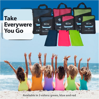 Outdoors Microfiber Towel Fast Drying Soft Feel Fast Action Drying for Gym Beach Outdoors Travel Yoga Camping Compact Size 2 Piece Set 30x60 in and 12x24 in Green MFT2PG