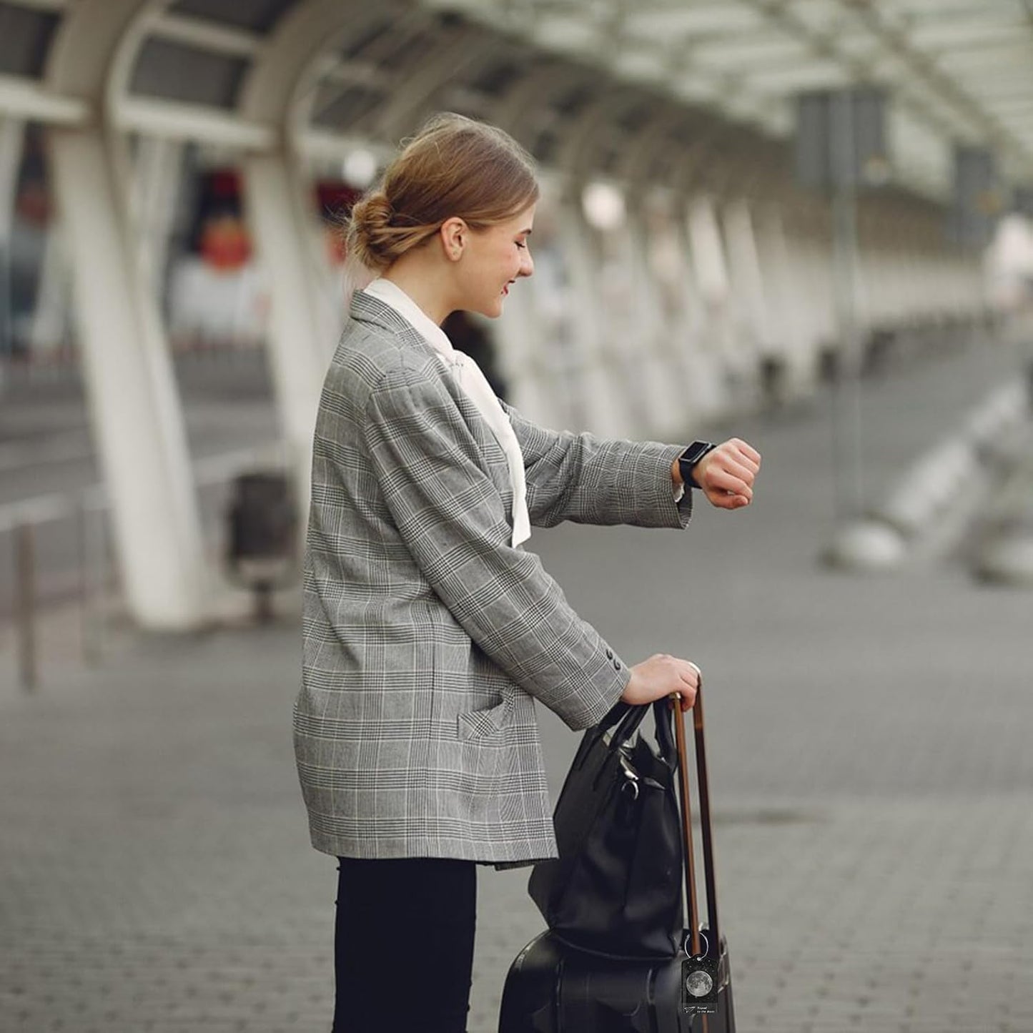 2 Pack Luggage Tag for Suitcase, Cute Unique Leather Suitcase Tags Identifiers with Privacy Name Address Labels & Durable Steel Loop for Women Men Travel