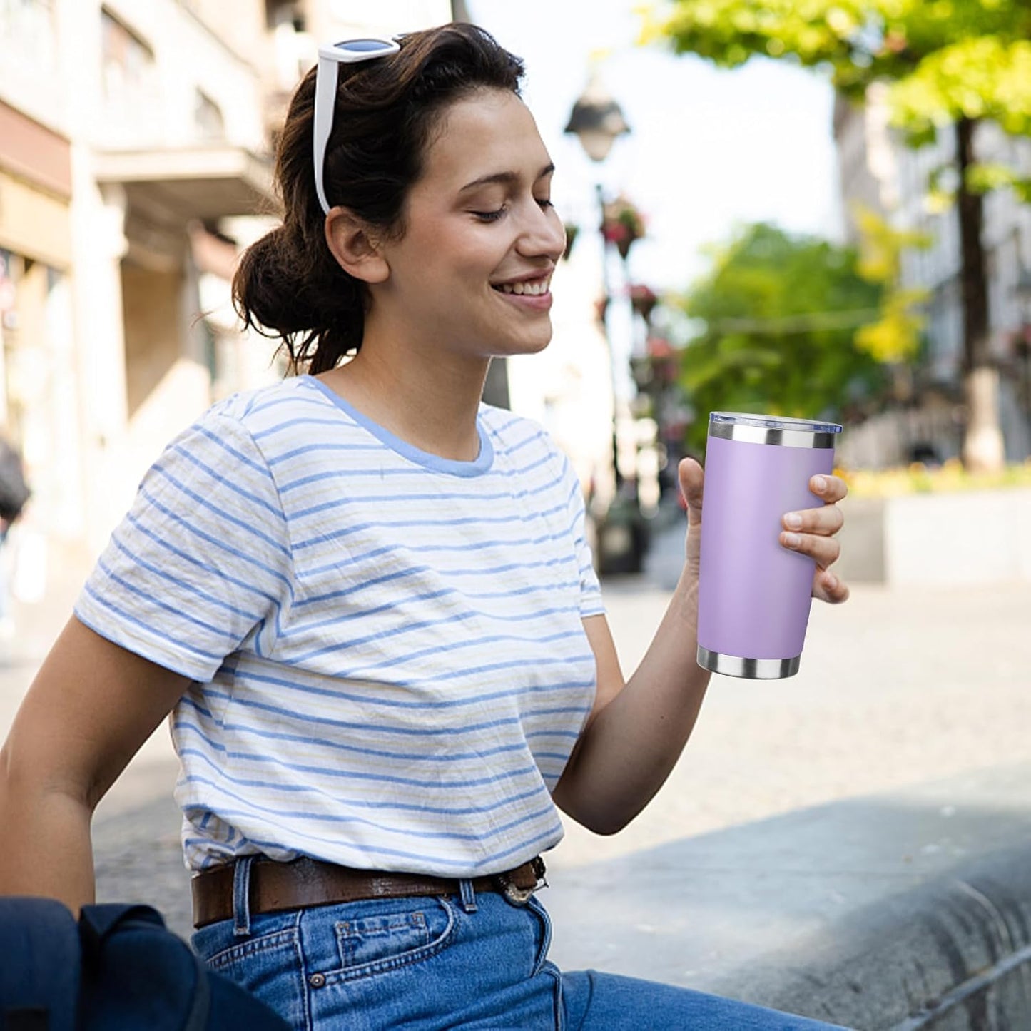 20oz Tumbler with Straw and Brush, Stainless Steel Vacuum Insulated tumbler, Double Wall Insulated Coffee Tumbler for Outdoor, Home, Travel,Office (Lilac,1pcs)