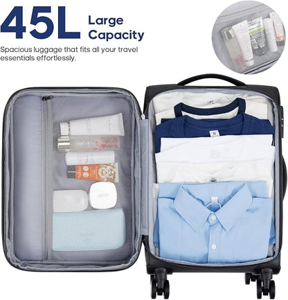 UKEIN Softside Expandable Carry On Luggage 22x14x9 Airline Approved, 20 Inch - Image 2