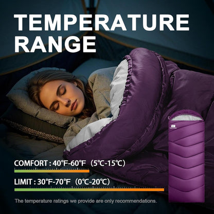 Sleeping Bags for Adults Cold Weather,Portable, Waterproof,Lightweight Camping Sleeping Bag for Tall Girls Boys with Compression Sack for Warm Camping, Hiking, Outdoor & Indoor