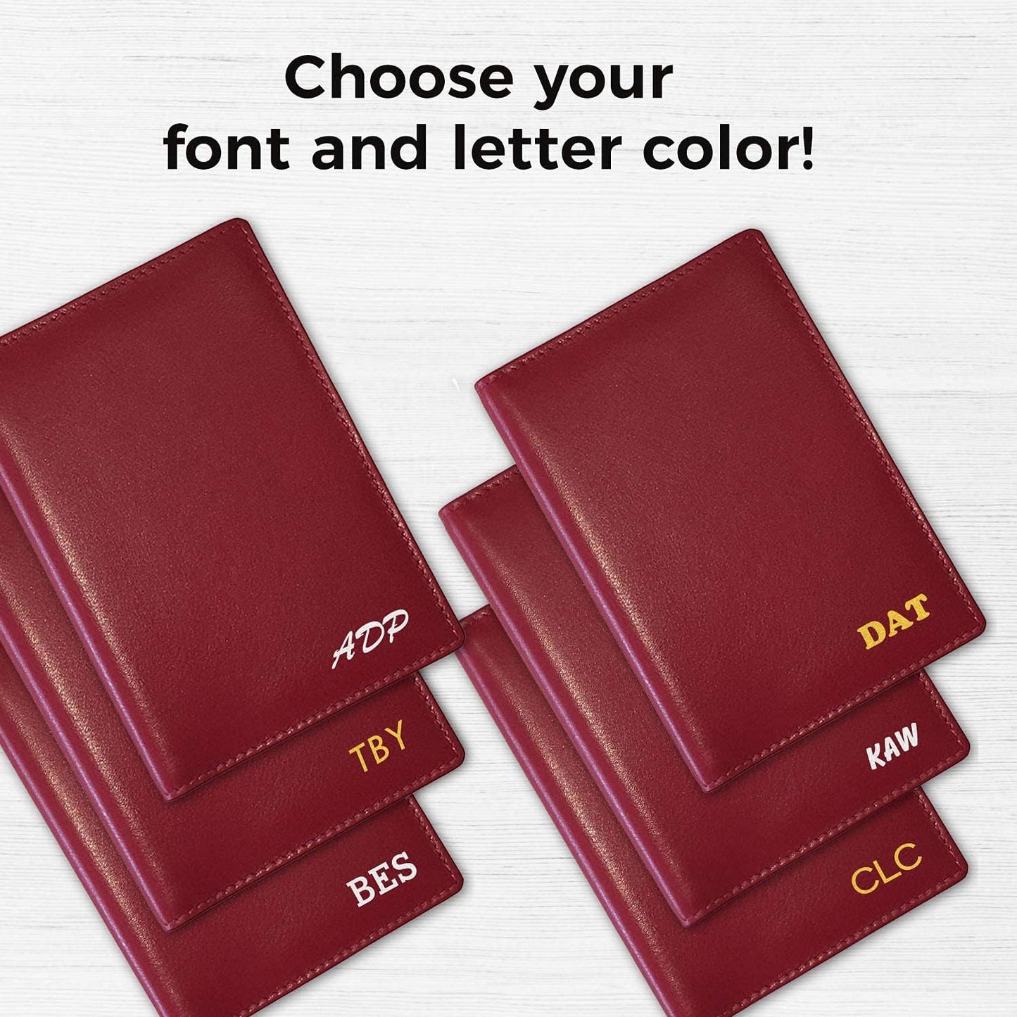 Personalized Monogrammed Red Leather RFID Passport Wallet