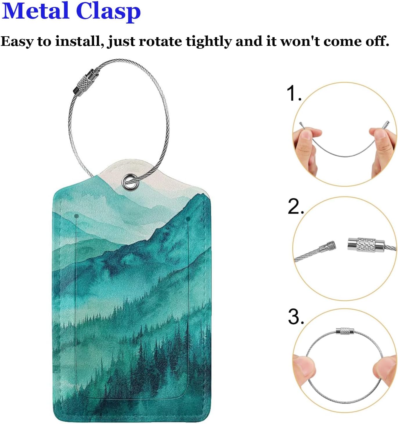 Fun Luggage Tags for Suitcases Leather Name Tag for Luggage Cute Travel Baggage Tags for Carnival Cruise Ships with Funny Patter 2pcs (Mountain)