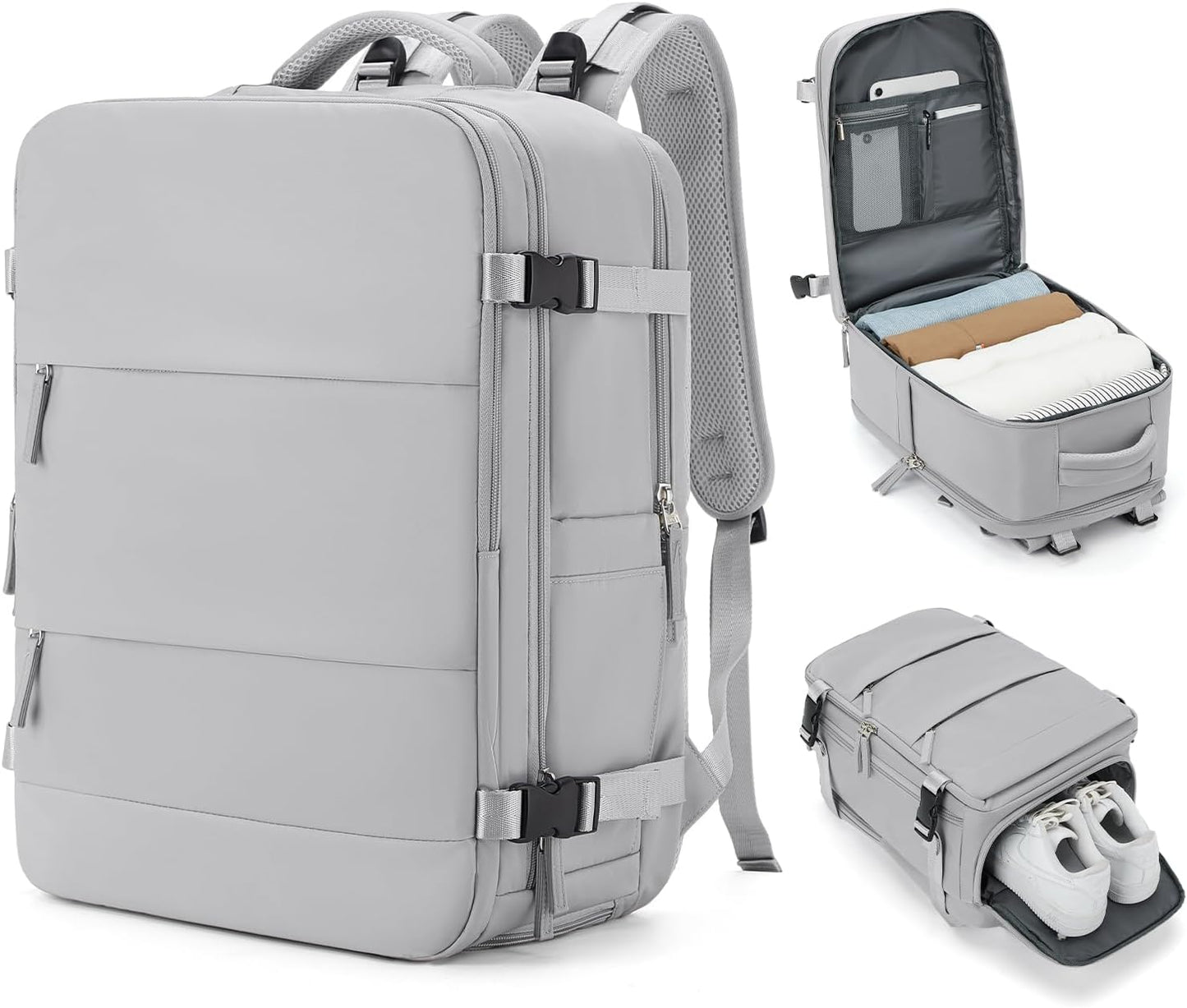 coowoz Travel Backpack Carry On for Women Man Gym Backpacks with Laptop Compartment Mochila de Viaje Teacher Personal Item Backpack Airplane Accessories Must Haves Grey Small