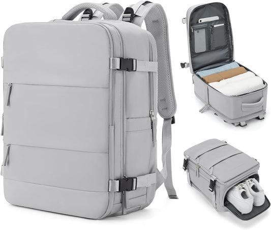 coowoz Travel Backpack Carry On for Women Man Gym Backpacks with Laptop Compartment Mochila de Viaje Teacher Personal Item Backpack Airplane Accessories Must Haves Grey Small