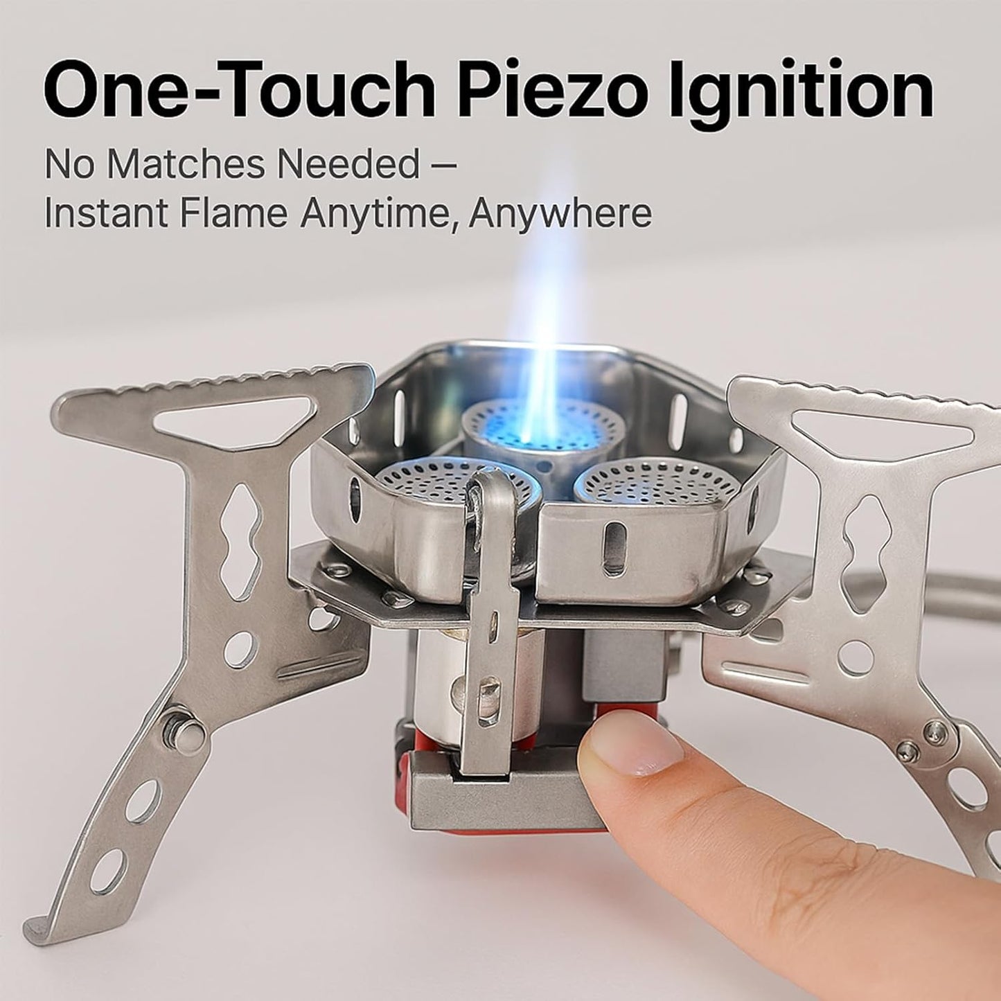 Windproof Camping Stove, Portable Camping Stove with Piezo Ignition, Collapsible Design with Carrying Casefor Outdoor Hiking, Backpacking, Picnic & Emergency Cooking (5200W)