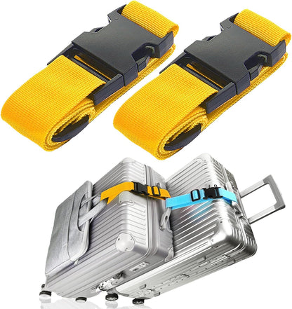 2Pack Luggage Straps for Suitcases, Travel Connector for Carry On Bag, Add Bag to Connect Two Suitcases, Adjustable Belt Attachment Accessories for Connect Your 3 Luggages, Yellow