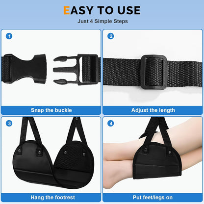 Airplane Foot Hammock,Adjustable Portable Foot Hammock for Plane Travel for Air Travel,Travel Essentials Comfy Foot Hanger Airplane Footrest(2 Set)