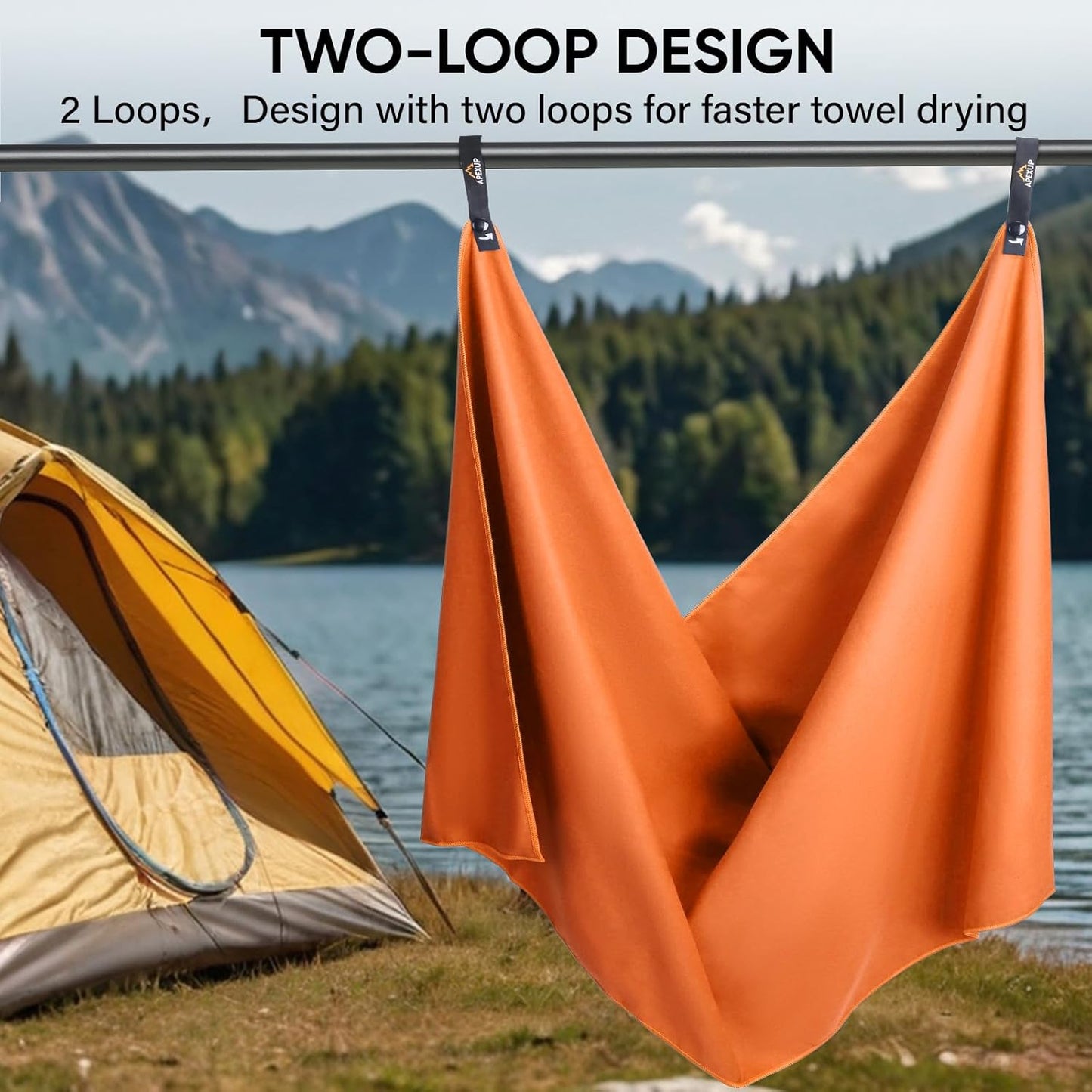 APEXUP Microfiber Travel Towel, Ultra Absorbent Quick Dry Towels, Lightweight Gym Sports Camping Towel for Workout, Yoga, Beach, Shower, Swimming (24"×12", Orange)