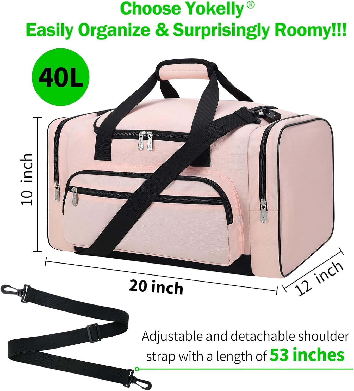 Sports Duffel Bag 20 inch for Travel Gym - Pink