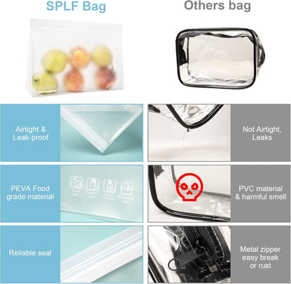 SPLF 3 Pack Leakproof Clear Toiletry bags, TSA Approved Quart Size Zipper Bags, BPA Free Travel Makeup Cosmetic Bags for Women Men, Carry on Airport Airline Compliant Bags-White