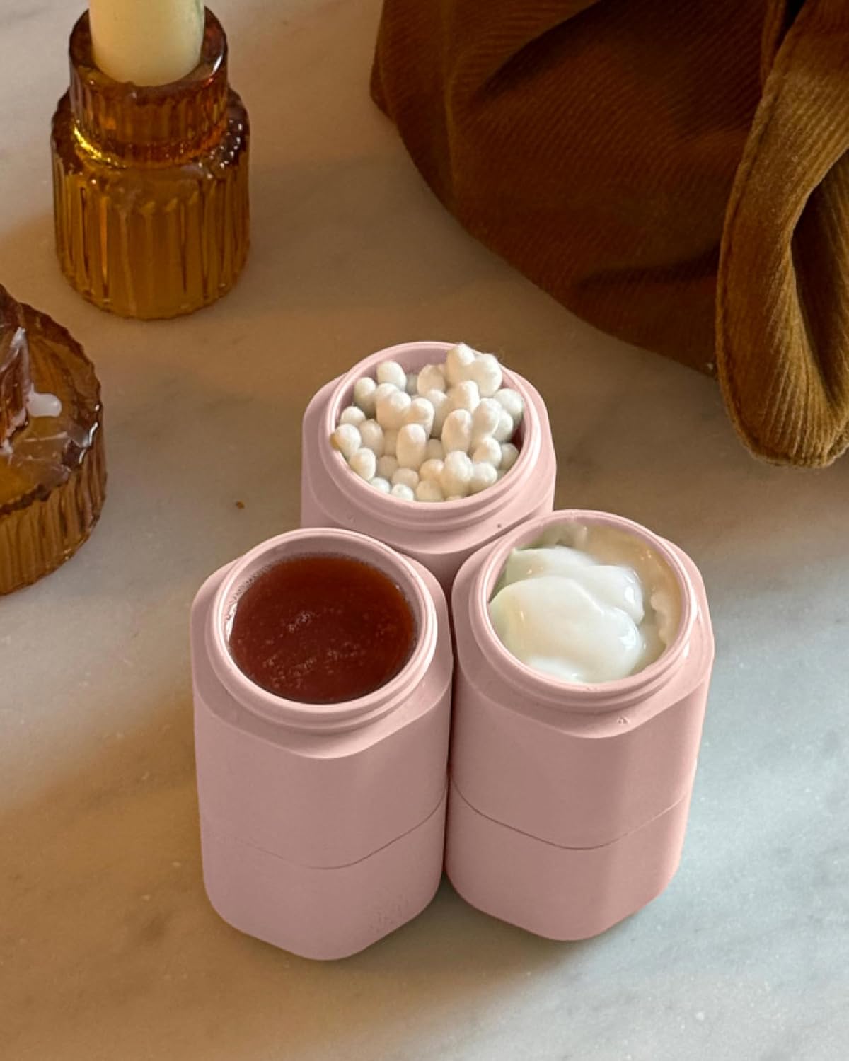Cadence Extender - Add On to Any Flex Magnetic Containers with Lids,Extension to Travel Bottles for Toiletries - Carry On Travel Essentials For Women/Men - Adds Additional 1.43 fl oz - 3pk, Petal