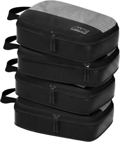 4pc Small Compression Packing Cubes for Suitcases - Carry-on Organizer Cubes - Luggage Packing Compression Bags for Travel