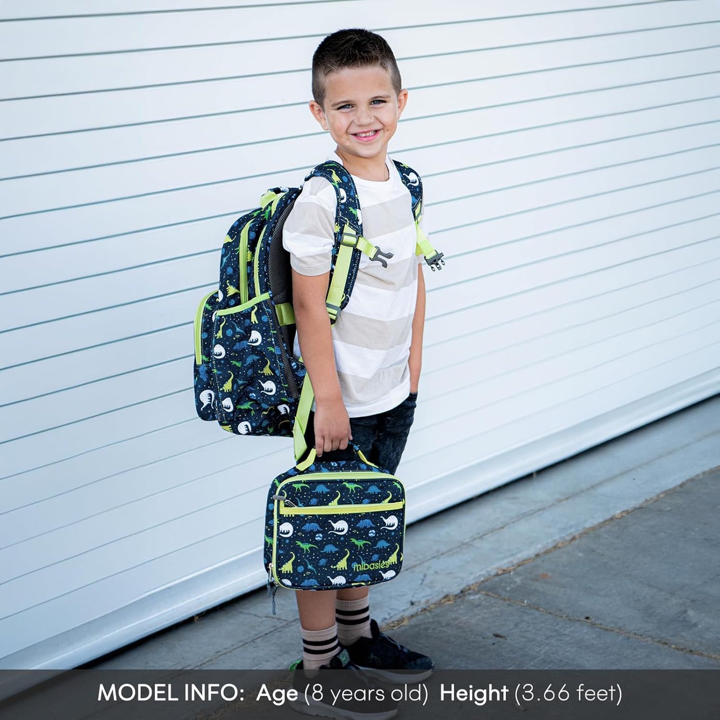 mibasies Boys Backpack: Large Kids Backpack Boys for Elementary School with Laptop Compartment - Galaxy Dinosaur