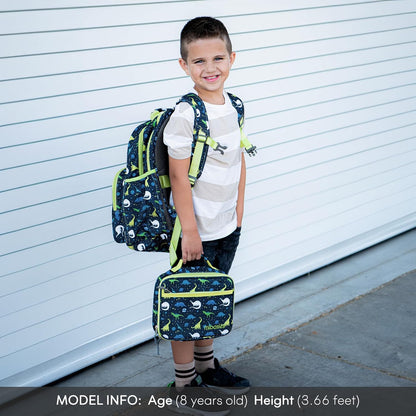 mibasies Boys Backpack: Large Kids Backpack Boys for Elementary School with Laptop Compartment - Galaxy Dinosaur