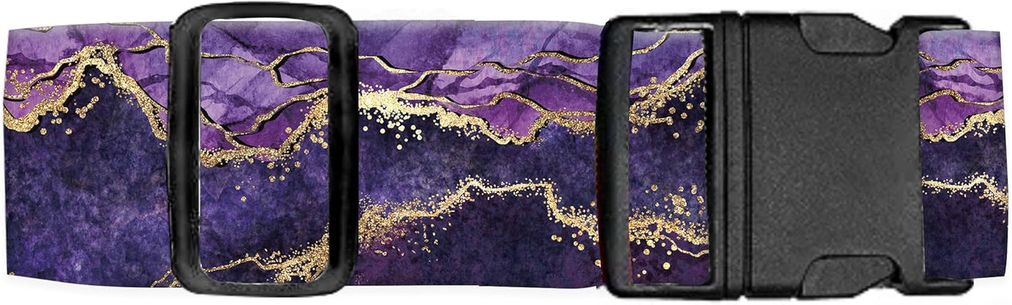 Luggage Straps for Suitcases Travel Belt Accessories, Cute Suitcase Strap, Adjustable Luggage Belt Strap, Heavy Duty with Quick-Release Buckle Luggage Strap Luxury Purple Marble