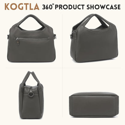 KOGTLA Genuine Leather Purses for Women, Crossbody Shoulder Bags with Top-Handle, Tote Satchel Handbags