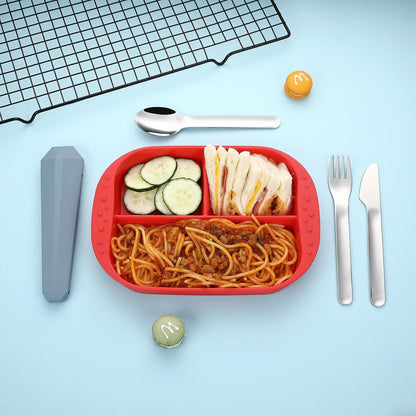 DEVICO Travel Utensils with Case, Reusable Camping Silverware Cutlery, 18/8 Stainless Steel Portable Fork Spoon Knife Set for Lunch Picnic School Workplace (Blue)