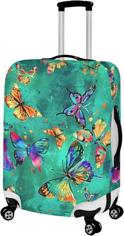 Butterflies Print Baggage Covers for 22-25 Inch Anti Scratch Luggage Protector for Women Girls Boys Non Slip Spandex Suitcase Cover Colorful Luggage Cover