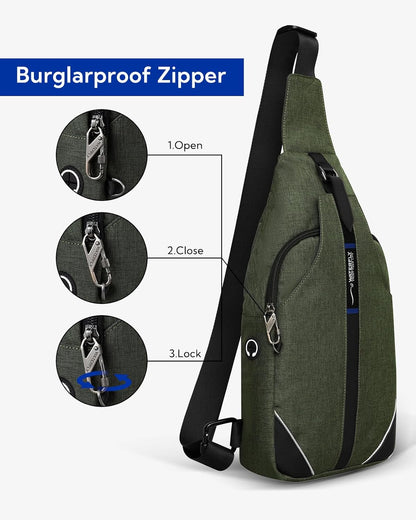 WATERFLY Small Crossbody Sling Backpack Anti Theft Backpack for Traveling Chest Shoulder Bag