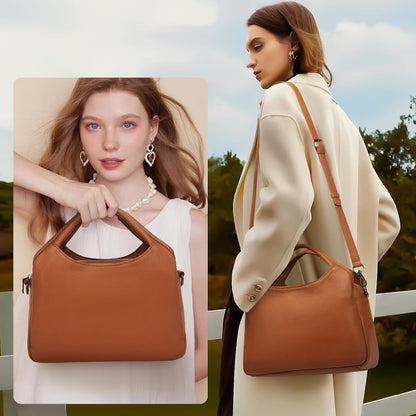 KOGTLA Genuine Leather Purses for Women, Crossbody Shoulder Bags with Top-Handle, Tote Satchel Handbags