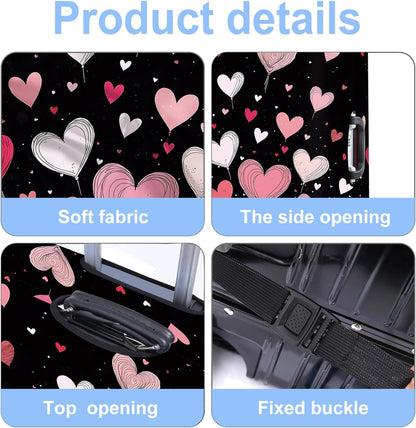Luggage Cover Washable Suitcase Protector Anti-Scratch,Stretchable Fit for 20-34Inch Luggage Durable Travel Bag Cover with Zipper Closure (Heart-2, L(fits 28-30Inch suitcase))