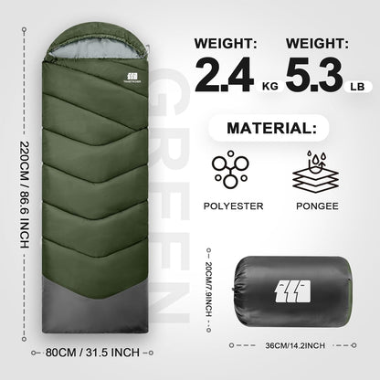 Sleeping Bags for Adults Cold Weather,Portable, Waterproof,Lightweight Sleeping Bag for Tall Girls Boys with Compression Sack for Warm Camping, Hiking, Outdoor & Indoor
