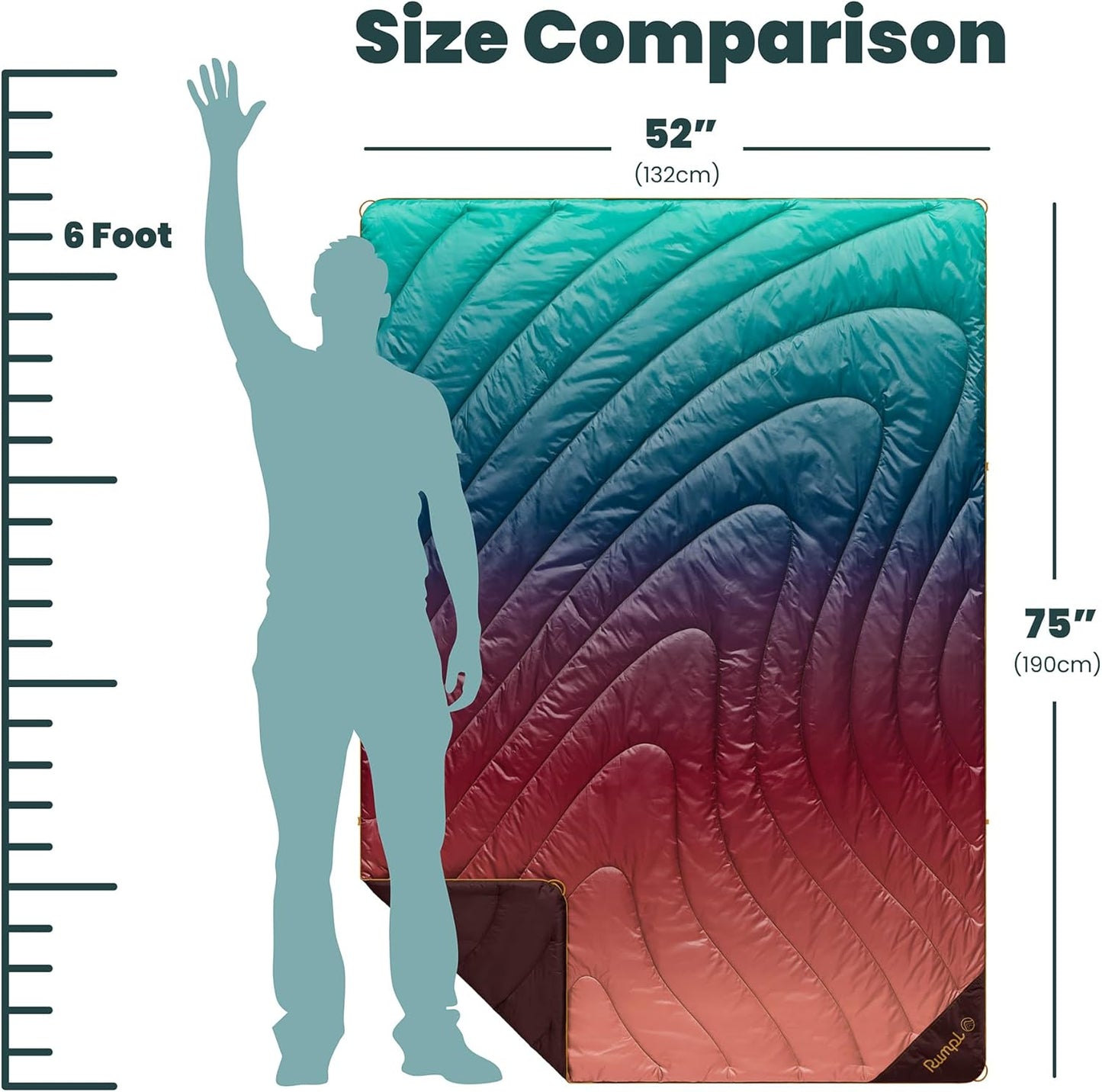 Rumpl Original Puffy Blanket - Warm, Water-Resistant Camping Blanket with 100% Recycled Synthetic Insulation, 52"x75", Original Puffy V2, Arizona Fade