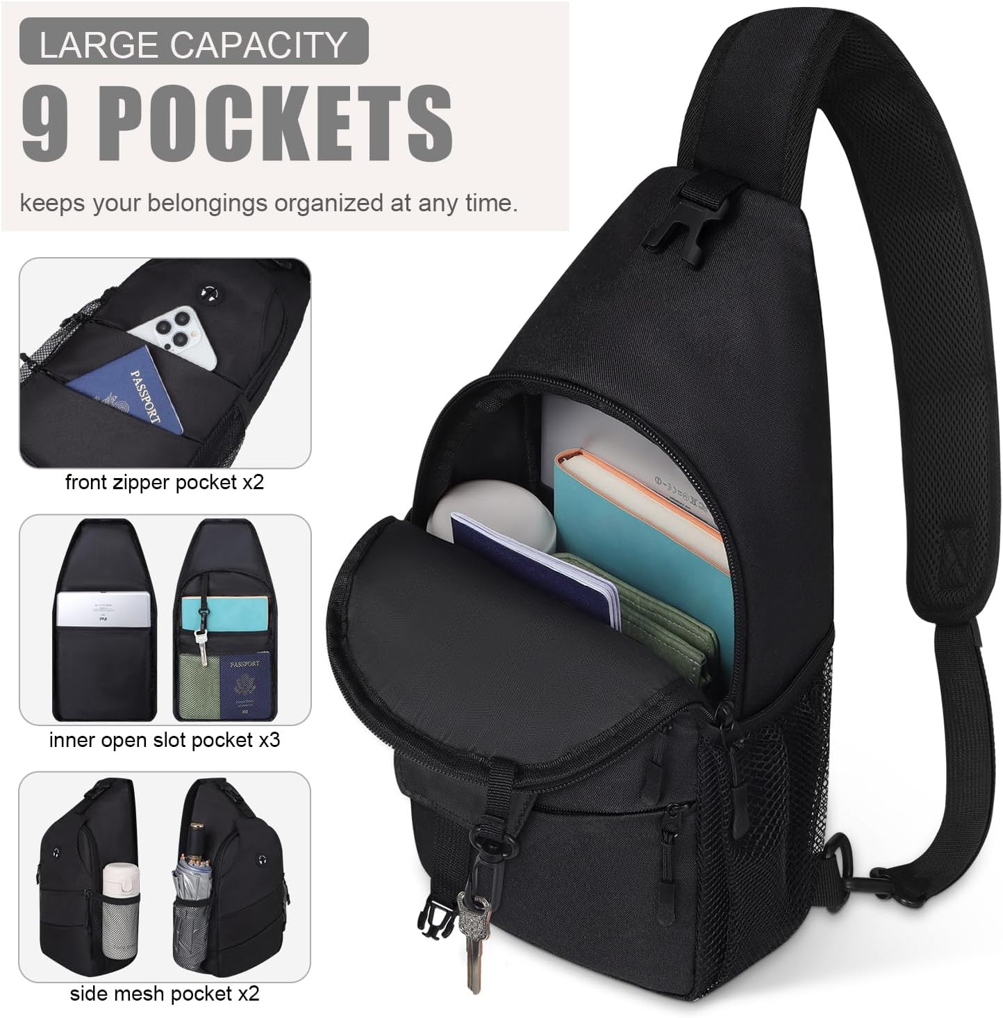 Crossbody Bags for Women Men Trendy Sling Bag Bakpack Casual Chest Bag with Convertible Shoulder Strap