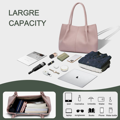 KKXIU Tote Bag for Women Vegan Leather Shoulder Purse Large Capacity Travel Bag