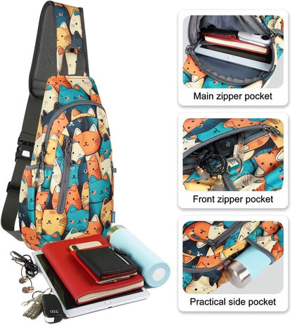 TITECOUGO Small Sling Bag, Lightweight Crossbody Backpack for Men Women, Shoulder Bag for Sports and Outdoor