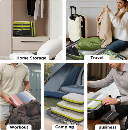 Cipway Compression Packing Cubes, See Through Mesh Luggage Organizer Bags, Travel Essentials for Carry on Suitcase with Laundry Bag and Clear Toiletries Bag（6Pcs,Black）