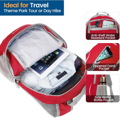 ZOMAKE Ultra Lightweight Packable Backpack 25L, Foldable Hiking Backpacks Water Resistant Small Folding Daypack for Travel(Red)