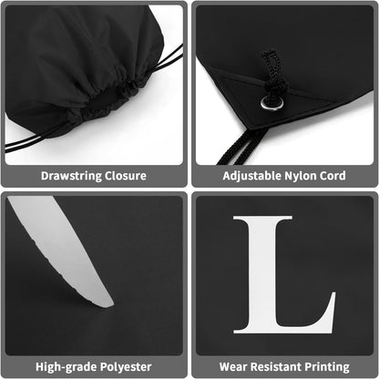 ZOMFELT 6Pcs Drawstring Backpack Drawstring Gym Bags, Foldable Draw String Backpack with Multiple Colors and Letters, Lightweight Polyester Cinch Bag for Gift, Beach, Sports, Travel, Swim (Letter L)