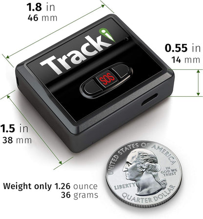 Tracki GPS Tracker for Vehicles, Car, Kids. Subscription Needed. US-Made Tech. 4G LTE GPS Tracking Device. Unlimited Distance, US & Worldwide. Small (Tracker) (Tracker 1 Year Subscription Incl.)