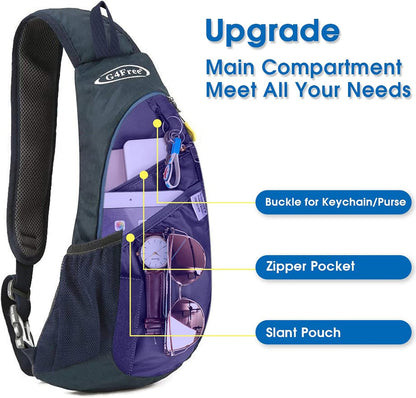 G4Free Sling Bag for Men Women, Small Crossbody Backpack Lightweight Chest Shoulder Bags for Travel, Outdoor and Sports (Blue)