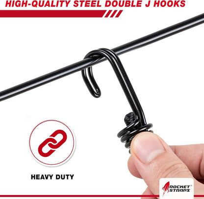 Rocket Straps - Ultimate Adjustable Outdoor Bungee Cord Assortment - Heavy Duty Set of 20 Bungee Cords (48") Double-J Hooks - Elastic Straps for Camping, Securing, and DIY Multipurpose