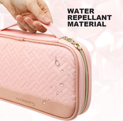 emissary Jewelry Organizer Case Travel Jewelry Storage Bag for Necklace, Earrings, Rings, Bracelet, Valentines Day Gifts, Earring Storage, Necklace Storage, Pouch Bag Accessories for Travel (Pink)