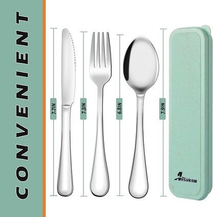 8 Picec Travel Utensils Camping utensils Travel Silverware Set - Image 2