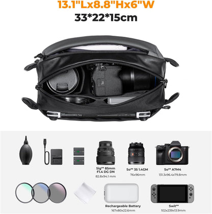 K&F Concept 2 in 1 Sling Bag Everyday Shoulder Bag & Multifunction Photography Crossbody Camera DSLR Backpack Portable Bag