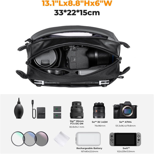 K&F Concept 2 in 1 Sling Bag Everyday Shoulder Bag & Multifunction Photography Crossbody Camera DSLR Backpack Portable Bag