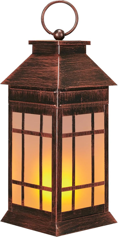 18" Glass Solar Lanterns Outdoor Waterproof, Large Solar Flickering Flame Lantern, Outdoor Lantern Decorative Metal Garden Light for Patio Garden Backyard Outside Tabletop Decor Birthday Gift Grandma