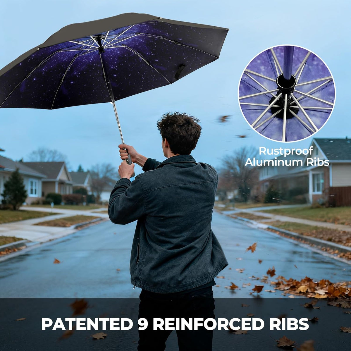 LLanxiry Compact Travel Umbrella, Mini Windproof Umbrellas for Rain & Sun, Small Lightweight Outdoor UV Umbrella, Portable Folding Umbrellas for Travel