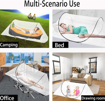 CMINGJ Large Pop Up Mosquito Tent, Portable Foldable Mosquito Net for Bed Camping Travel Patio，Mosquito Net for Adults Baby (78 * 39 * 27inch) (Black Adjustable Size)