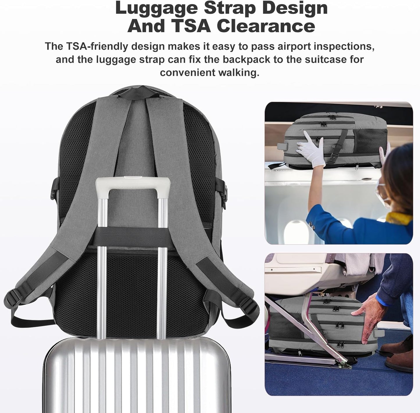 Travel Laptop Backpack, Extra Large Laptop Backpack, 17 Inch Laptop Backpack, 40L Heavy Duty Water Resistant TSA Airline Approved Business Work Computer College School Backpack Bag for Men Women, Grey