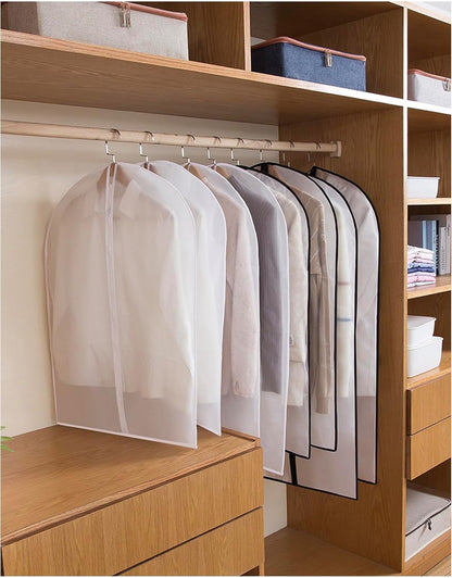 Hanging Garment Bags Hanging Clothes Bags (Set of 12) for Clothes Storage Bag with Zipper for Suit, Sweaters Travel Laundry Wardrobe Closet Garment Dust Cover Bags (White, 24'' x 48'')
