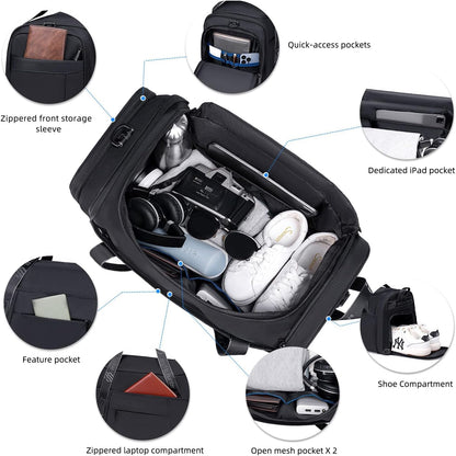 Gym Bags for Men Women, 42L Large Travel Duffle Bag, Carry On Bag for Airplanes with Shoe Compartment for Sports, Weekend Trips, Overnight and Camping - Black