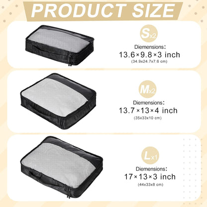 5 Pcs Packing Cubes for Suitcase Large Travel Cubes Carry on Luggage Organizer Bags for Clothes Accessories(Mixed,Black)