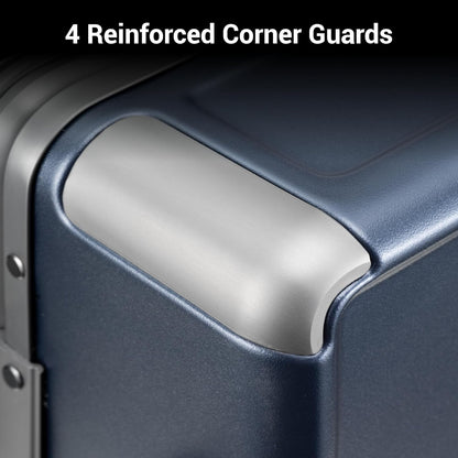 LEVEL8 Carry On Luggage Airline Approved Zipperless with Aluminum Frame, Hard Case Luggage with Spinner Wheels, Metal Travel Suitcase with Packing Organizers, 20 Inch, Blue